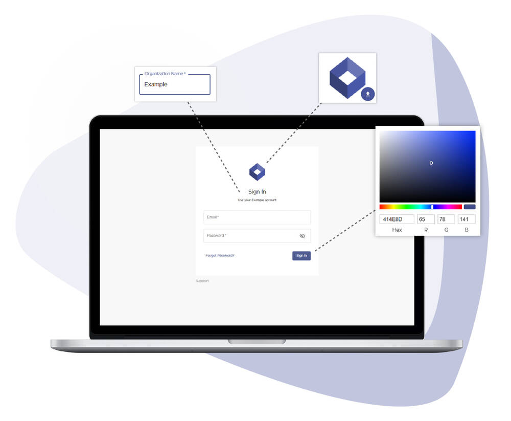 Custom branded client portal login page